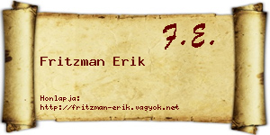 Fritzman Erik névjegykártya